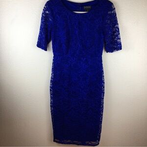 Enfocus Studio Women's Blue Lace Overlay Knee Length Dress Size 6